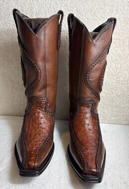 Texas Country Platino Ostrich Florata boots Men Size 7